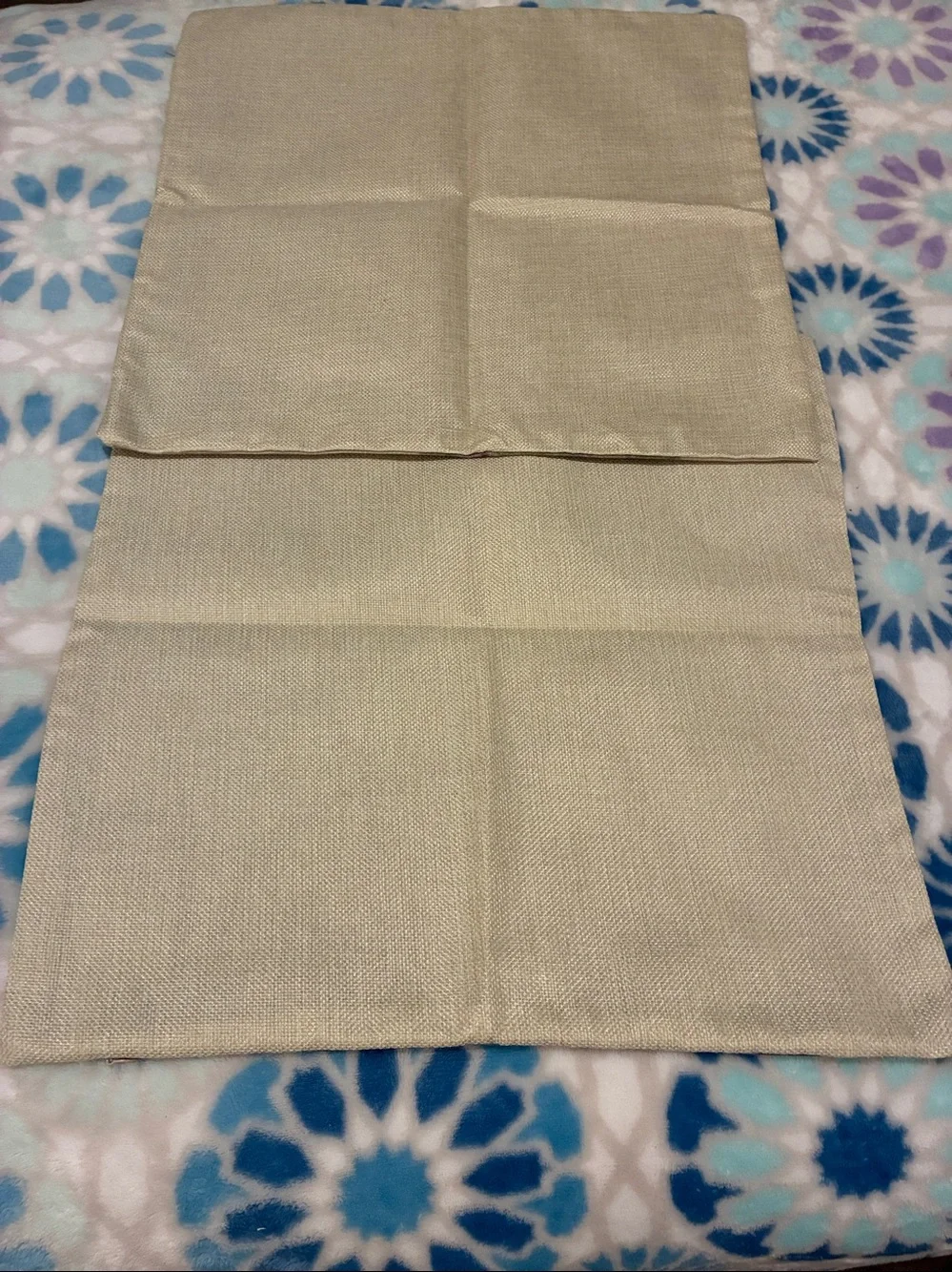 Textured Cream Decorative Pillow Covers with Green and Brown Floral Detail
